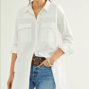 Maeve by Anthropologie White Tunic Buttondown. Size XL.  Never Worn, No Tags.